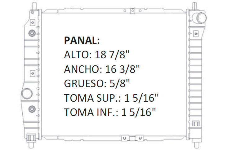 35925 AU RADIADOR ALUMINIO PLASTICO AVEO/AVEO5 SIN A/C PONTIAC G3 L4 1.6 04-08 TRANS:AUTOMATICA RASA