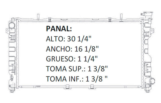 35914 AU RADIADOR ALUMINIO PLASTICO CARAVAN, VOYAGER, TOWN & COUNTRY 2.4 LT. L4 2.4 05-07 TRANS:AUTOMATICA RASA