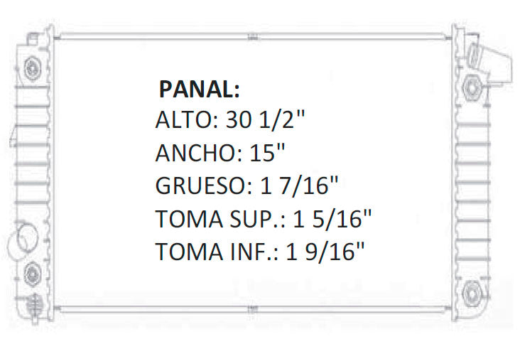 35865 AU RADIADOR ALUMINIO PLASTICO ALLANTE / CONCOURS / DEVILLE / ELDORADO / SEVILLE V8 4.6 93-02 TRANS:AUTOMATICA RASA