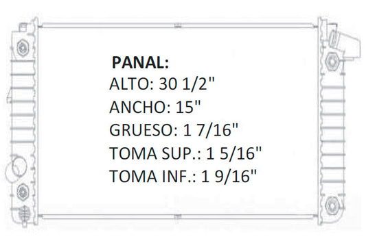 35865 AU RADIADOR ALUMINIO PLASTICO ALLANTE / CONCOURS / DEVILLE / ELDORADO / SEVILLE V8 4.6 93-02 TRANS:AUTOMATICA RASA