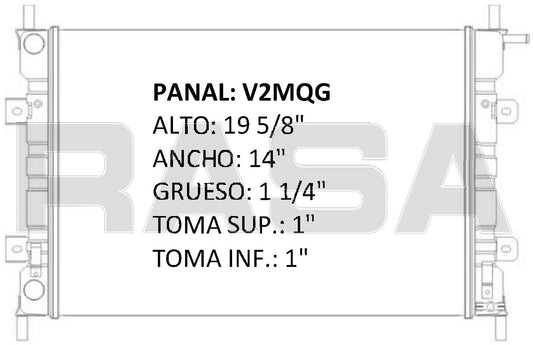 35808 M RADIADOR ALUMINIO PLASTICO COURIER 00-04 L4 1.6L 00-04 MECANICO RASA
