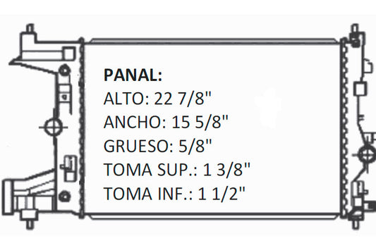 36092 AU RADIADOR ALUMINIO PLASTICO CRUZE 09-11 16V 1.6/1.8 09-11 TRANS:AUTOMATICA RASA