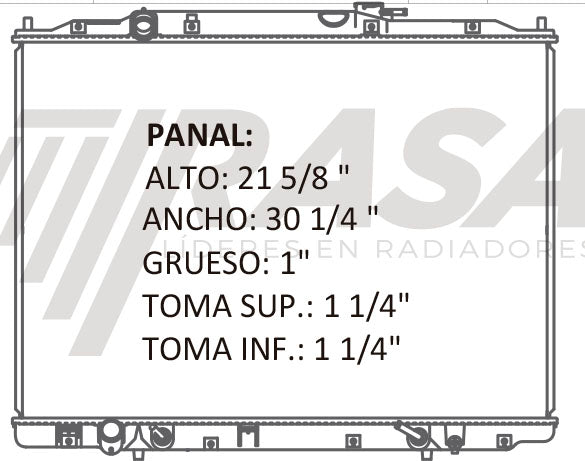 36212 AU RADIADOR ALUMINIO PLASTICO RIDGELINE 06-08 TRANS:AUTOMATICA RASA