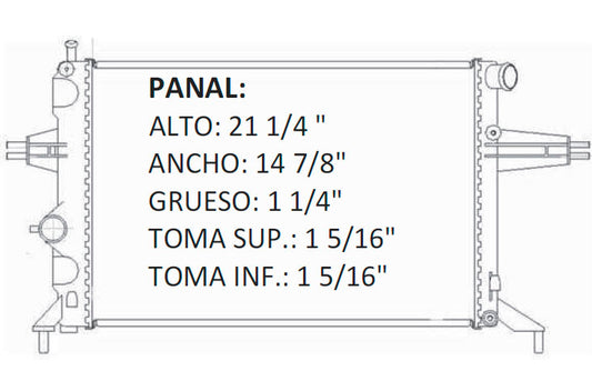 36019 M RADIADOR ALUMINIO PLASTICO ASTRA ZAFIRA, 1.6/1.8 LTS, MECANICO 98-05 RASA