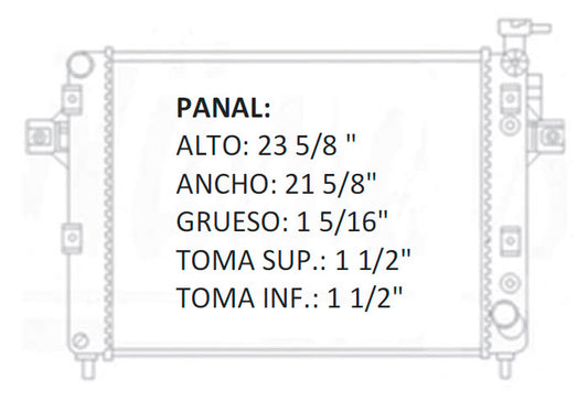 RADIADOR ALUMINO PLASTICO GRAND CHEROKEE 8 CIL. 4.7 LT. V8, LAREDO. 99-00