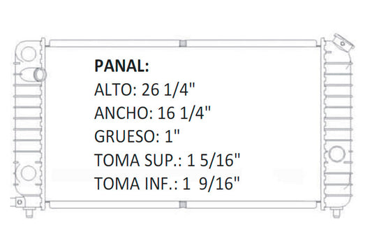 RADIADOR ALUMINO PLASTICO ODLS MOBILE, GMC,/VAN,BRAVADA,BLAZR 94-95