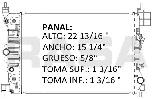 36195 AU RADIADOR ALUMINIO PLASTICO SONIC, AVEO 1.6 2012 TRANS:AUTOMATICA RASA