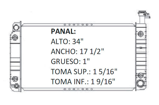 36084 AU RADIADOR ALUMINIO PLASTICO EXPRESS/SAVANA/CHEV VAN 03-09 V8 4.8/6.0L 03-09 TRANS:AUTOMATICA RASA