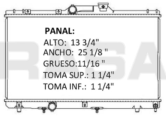 36030 AU RADIADOR ALUMINIO PLASTICO COROLLA/PRIZM L4 1.6/1.8 93-97 TRANS:AUTOMATICA RASA