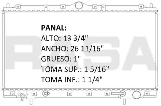 35877 AU RADIADOR ALUMINIO PLASTICO ECLIPSE / EAGLE TALON L4 2.0 95-99 TRANS:AUTOMATICA RASA