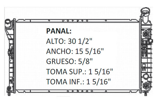 36094 AU RADIADOR ALUMINIO PLASTICO IMPALA 00-03 V6 3.4/3.8L 00-03 TRANS:AUTOMATICA RASA