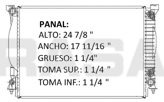36107 AU M RADIADOR ALUMINIO PLASTICO A4/ QUATTRO/ A7 08-08 MECANICO TRANS:AUTOMATICA RASA