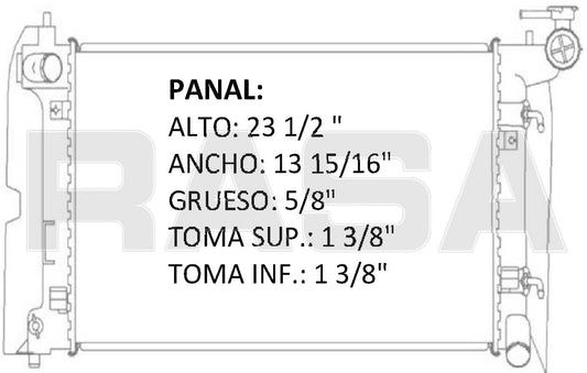 35859 AU RADIADOR ALUMINIO PLASTICO COROLLA / MATRIX / PONTIAC VIBE L4 1.8 03-08 TRANS:AUTOMATICA RASA