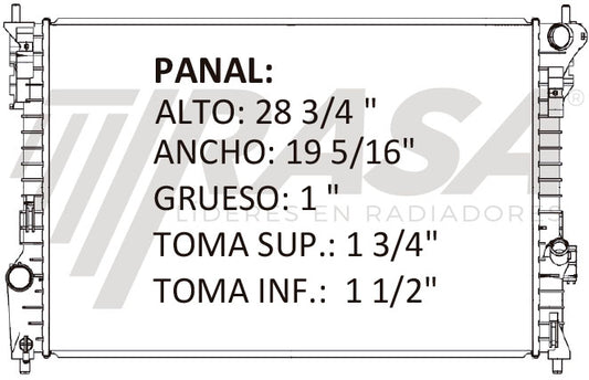 36214 AU RADIADOR ALUMINIO PLASTICO EXPLORER 11-14 TRANS:AUTOMATICA RASA