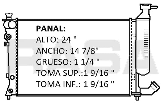 36123 AU M RADIADOR ALUMINIO PLASTICO PEUGEOT 98-01 MECANICO TRANS:AUTOMATICA RASA