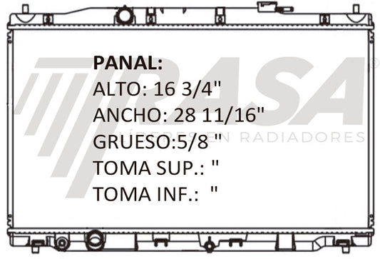 36207 AU RADIADOR ALUMINIO PLASTICO CV-R 12-15 TRANS:AUTOMATICA RASA