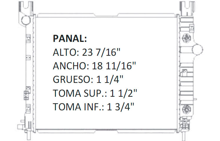 35697 AU RADIADOR ALUMINIO PLASTICO DAKOTA / DURANGO L4/V6/V8 2.5/3.9/4.7/5.9 00-04 TRANS:AUTOMATICA RASA