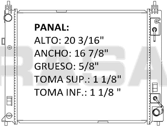 36179 RADIADOR ALUMINIO PLASTICO MARCH 11, VERSA 12-13 RASA