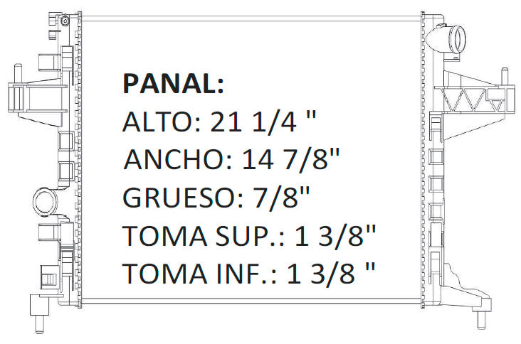 36167 M RADIADOR ALUMINIO PLASTICO CORSA / TORNADO 11-12 L4 1.8 23 MM P/A M 11-12 MECANICO RASA