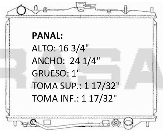 35948 AU RADIADOR ALUMINIO PLASTICO ISUZU AMIGO/RODEO/HONDA V6 3.2L 98-04 TRANS:AUTOMATICA RASA