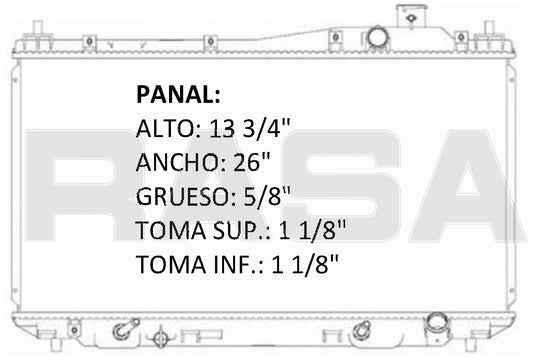35840 AU RADIADOR ALUMINIO PLASTICO CIVIC, ACURA, DX,LX 1.7 LTS. L4 01-05 TRANS:AUTOMATICA RASA