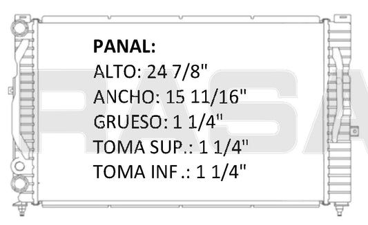 RADIADOR ALUMINO PLASTICO A4 QUATTRO / VW PASSAT L4/V6 1.8 Turbo/2.8 97-05