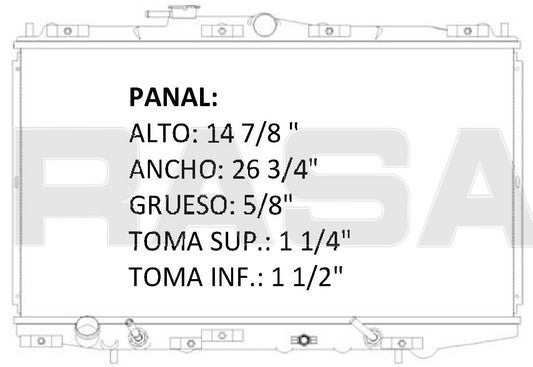 35818 AU RADIADOR ALUMINIO PLASTICO ACCORD, CIVIC/ACCURA CL V6 2.7/3.0 95-99 TRANS:AUTOMATICA RASA