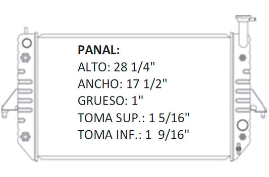 35822 AU RADIADOR ALUMINIO PLASTICO ASTRO/SAFARI/CHEV VAN V6 4.3 1995 TRANS:AUTOMATICA RASA