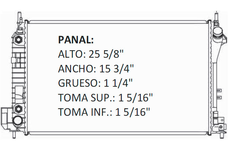 36059 AU RADIADOR ALUMINIO PLASTICO SAAB 9-3 SER/VECTRA/MALIBU 03-07 L4 2.0L 03-07 TRANS:AUTOMATICA RASA