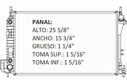 36059 AU RADIADOR ALUMINIO PLASTICO SAAB 9-3 SER/VECTRA/MALIBU 03-07 L4 2.0L 03-07 TRANS:AUTOMATICA RASA
