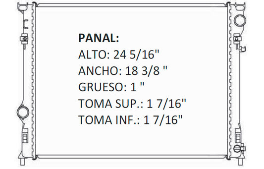 36043 AU RADIADOR ALUMINIO PLASTICO CHARGER/MAGNUM/ 05-08 V6/V8 2.7/3.5L 05-10 TRANS:AUTOMATICA RASA