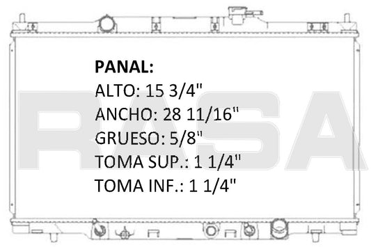 35854 AU RADIADOR ALUMINIO PLASTICO CR-V L4 2.4 02-06 TRANS:AUTOMATICA RASA