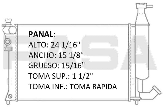 35910 M RADIADOR ALUMINIO PLASTICO PARTNER 1.6, 16 VALVULAS. 96-98 MECANICO RASA