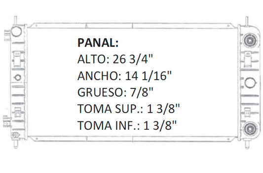 35946 AU RADIADOR ALUMINIO PLASTICO MALIBU / PONTIAC G6 V6 3.5 04-07 TRANS:AUTOMATICA RASA