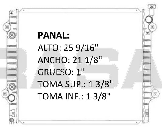 35989 AU RADIADOR ALUMINIO PLASTICO TACOMA 2.4Lts L4 A/T 06-09 TRANS:AUTOMATICA RASA
