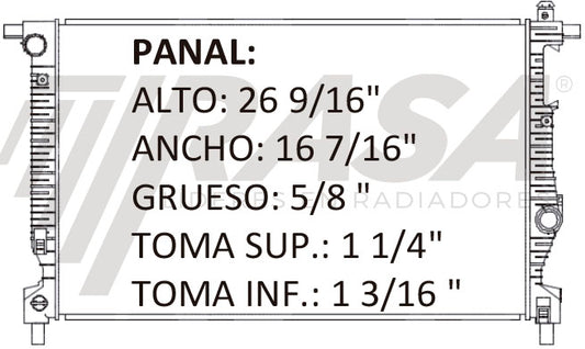 36216 AU RADIADOR ALUMINIO PLASTICO DART 13-15 TRANS:AUTOMATICA RASA