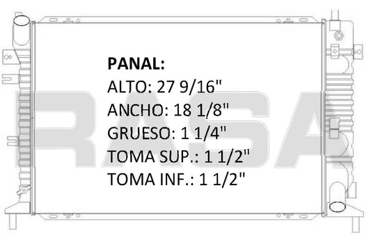 35682 AU RADIADOR ALUMINIO PLASTICO CROWN VICTORIA, LX 4.8 LTS. V8 95-98 TRANS:AUTOMATICA RASA