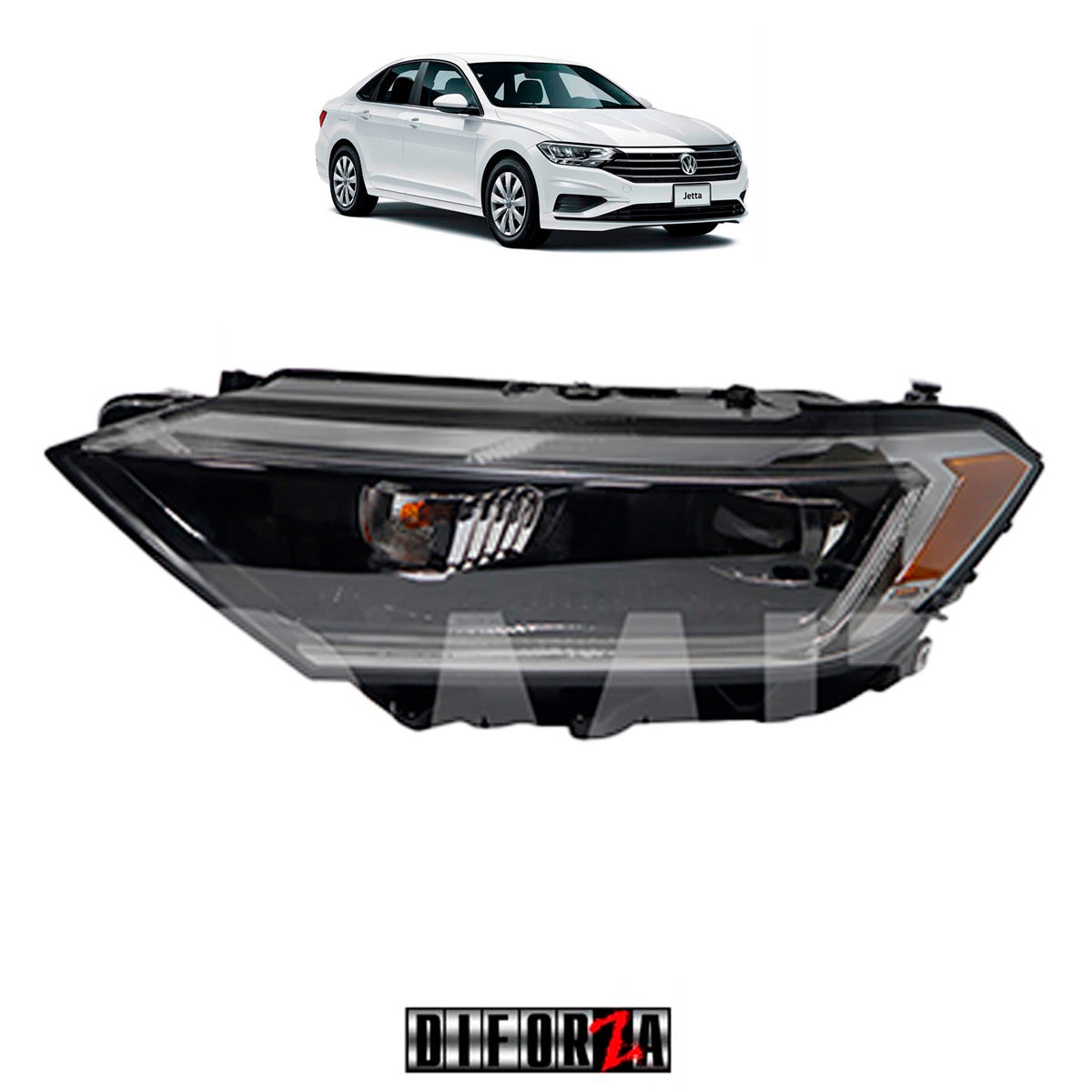 FARO JETTA A7 2019-2023 F/NEGRO C/LED C/LUPA  C/MICA AMBAR (VERSION HIGHLINE-GLI )  IZQ  #OP