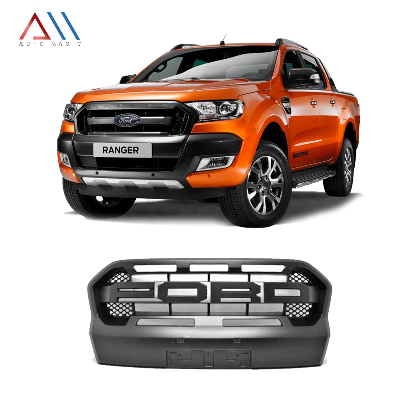 PARRILLA FORD RANGER LOGO FORD COMPLETO 16-18 PORTAPLACA #AM