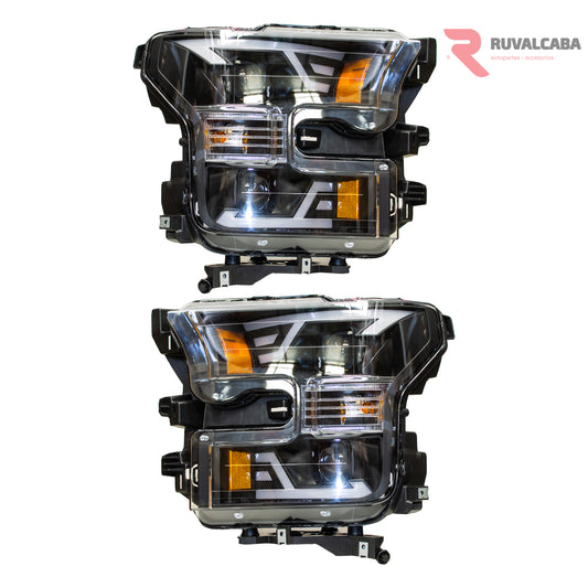 JUEGO FAROS FORD PICK UP LOBO F150 15-17 LED DRL #AC