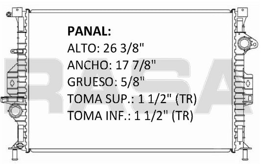 RADIADOR ALUMINO PLASTICO MONDEO 2.0 16 VALVULAS DISEL 2007