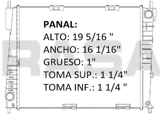 36159 RADIADOR ALUMINIO PLASTICO RENAULT CLIO 16V 1.2/1.4/1.5/1.6 M/T 2007 RASA