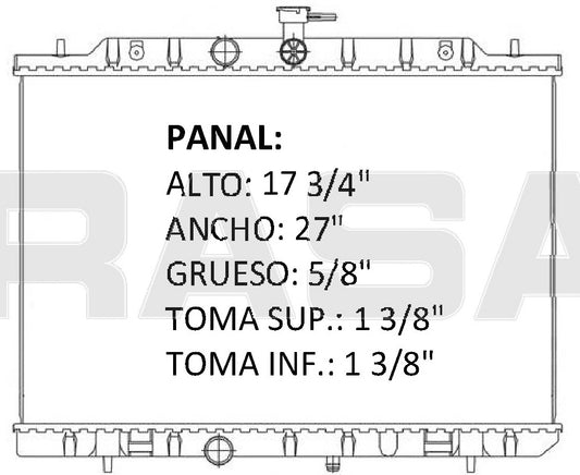 36093 AU RADIADOR ALUMINIO PLASTICO XTRAIL 16V 2.0/2.5 08-11 TRANS:AUTOMATICA RASA