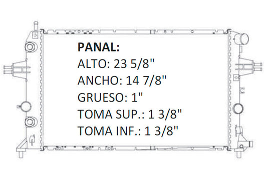 35792 M RADIADOR ALUMINIO PLASTICO ASTRA / ZAFIRA 00-04 MECANICO RASA