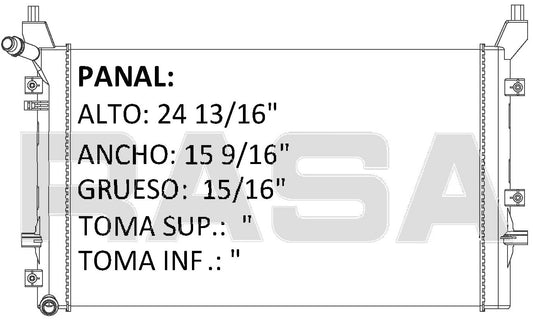 36187 AU M RADIADOR ALUMINIO PLASTICO BORA TURBO (06-11), PASSAT FOUR MOTION 06-11 MECANICO TRANS:AUTOMATICA RASA