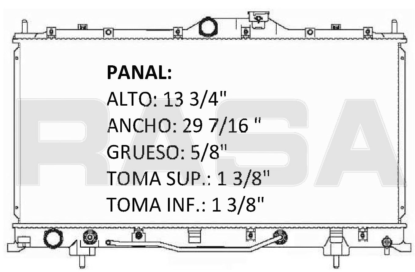 36168 AU RADIADOR ALUMINIO PLASTICO ECLIPSE06-12 L4,L6 2.4, 3.8 16 MM P/A A/ 06-12 TRANS:AUTOMATICA RASA