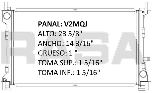35790 AU M RADIADOR ALUMINIO PLASTICO FOCUS, LE, LX, SE, ZTS, ZX3, S2, STREET, 2 Lt L5 00-07 MECANICO TRANS:AUTOMATICA RASA