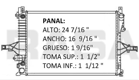 36085 AU RADIADOR ALUMINIO PLASTICO S60/S80/V70/SC70 99-09 L5/L6 2.4/2.9L 99-09 TRANS:AUTOMATICA RASA