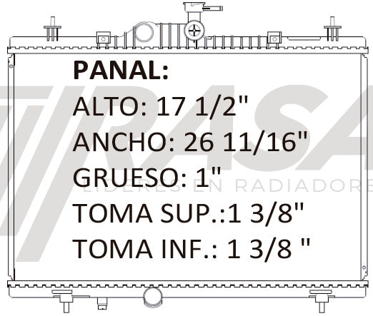 36213 AU RADIADOR ALUMINIO PLASTICO KOLEOS 09-12 TRANS:AUTOMATICA RASA