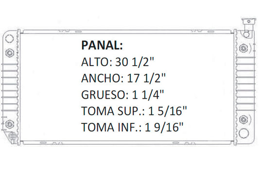 35827 AU RADIADOR ALUMINIO PLASTICO G SERIES VANS V6/V8 4.3/5.0/5.7 92-96 TRANS:AUTOMATICA RASA